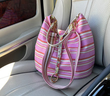 Load image into Gallery viewer, Reversible pink stripe with pretty floral