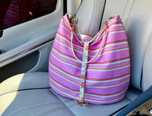 Load image into Gallery viewer, Reversible pink stripe with pretty floral
