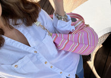 Load image into Gallery viewer, Reversible pink stripe with pretty floral