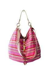 Load image into Gallery viewer, Reversible pink stripe with pretty floral